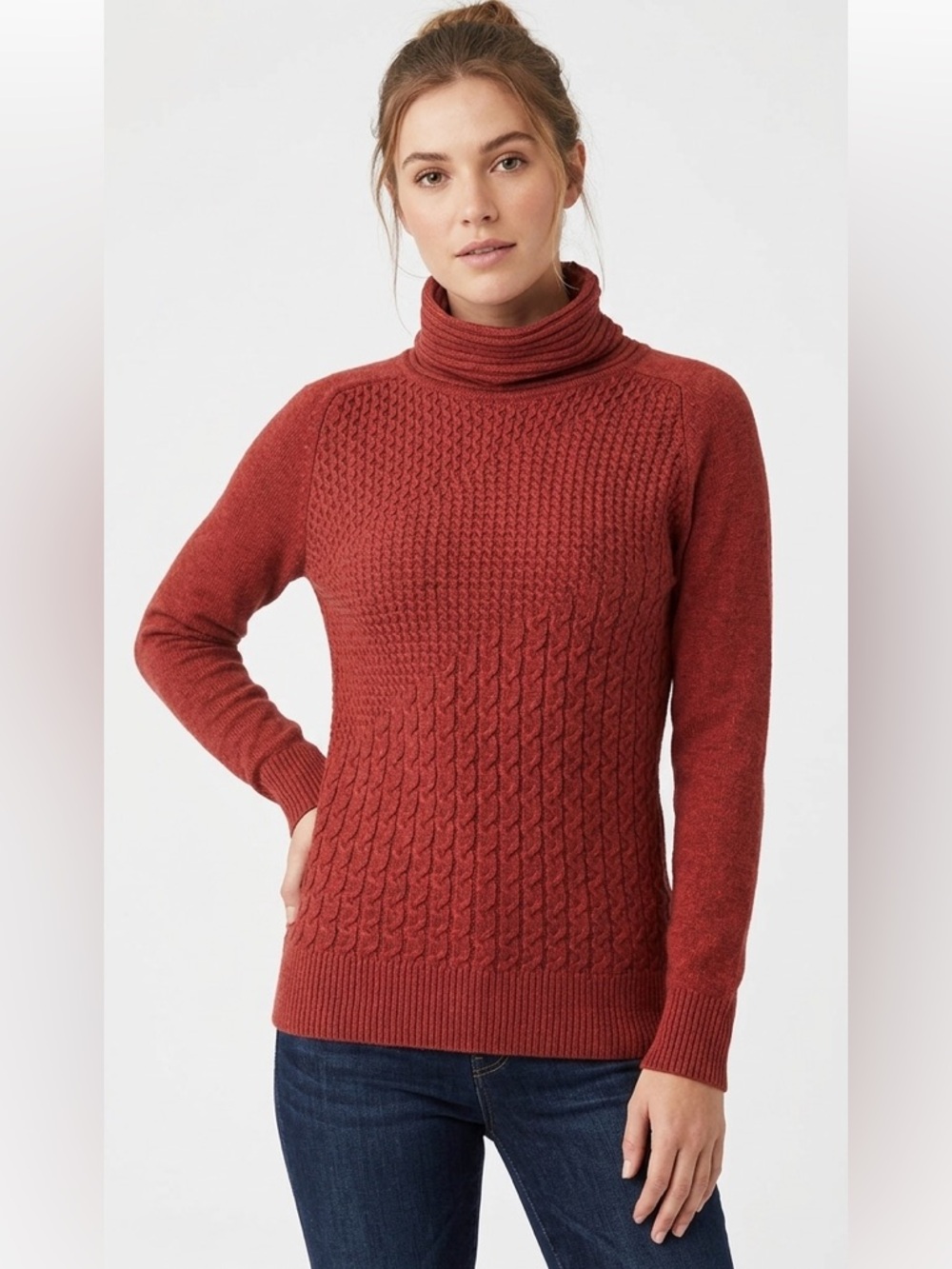 Smartwool Dacono Ski Sweater Cable Knit Turtleneck Red Small Gorpcore Outdoor